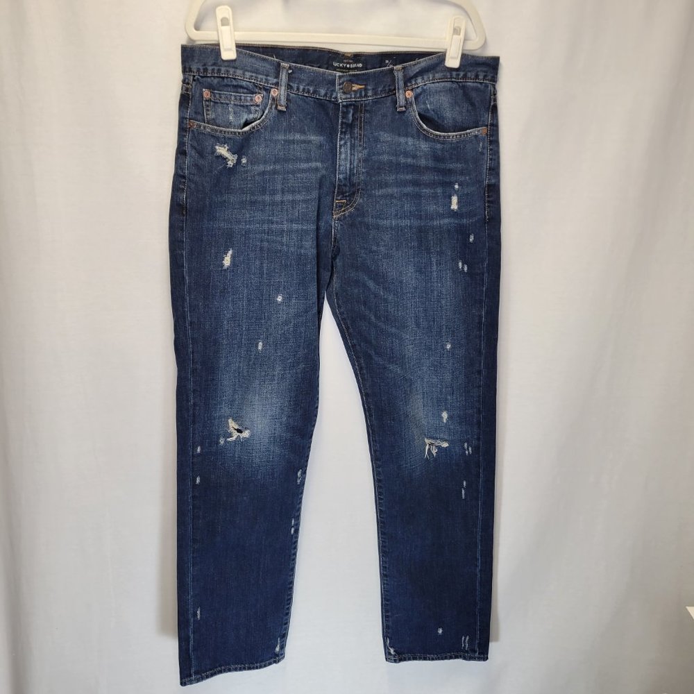 Lucky Brand Men's Size 36 x 32 Jeans 410 Athletic Slim Fit Distressed